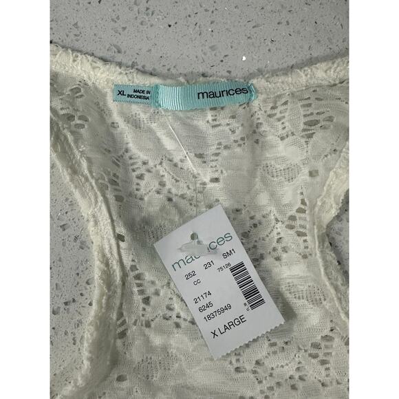 Maurices women Sz XL Tank Top Lace White Overlay Semi Sheer Scoop Neck Summer - Picture 2 of 3